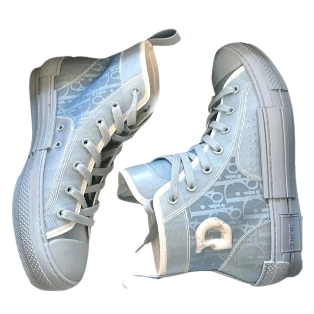 Dior B23 Daniel Arsham Oblique Light Blue Limited Edition HighTop Sneakers US 12 - Picture 2 of 16